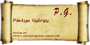 Pántya György névjegykártya
